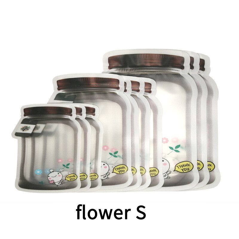 Zelfdichtende Kleine Zip Lock Voedsel Verpakking Zakken Mason Fles Home Storage Organisatie 5Pcs Vacuüm Verse Pvc Voedsel opbergtas: flower S