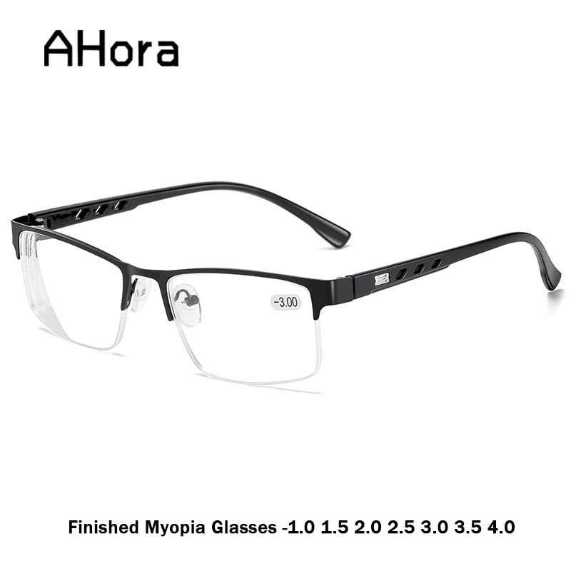 Ahora Metal Half Frame Optical Glasses Frame Myopia Men Women Dioptric Men Simple Business Spectacle Frames -1.0 to -4.0