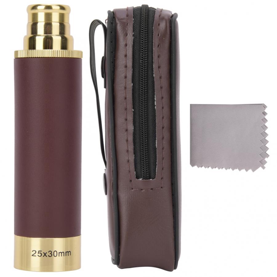 25X30 Zuiver Koper Vintage High Definition Vergroting Telescopische Monoculaire Telescoop Voor Outdoor Camping Telescoop: Pure copper