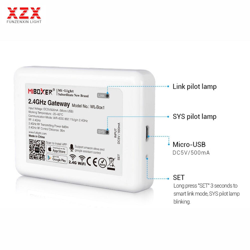 MiBoxer Milight WL-Box1 Wifi Controller 2,4G Dimmer 4-Zone RF CCT Fernbedienung Mit Griff Für 2835 5050 Einzigen farbe Led Streifen Lichter
