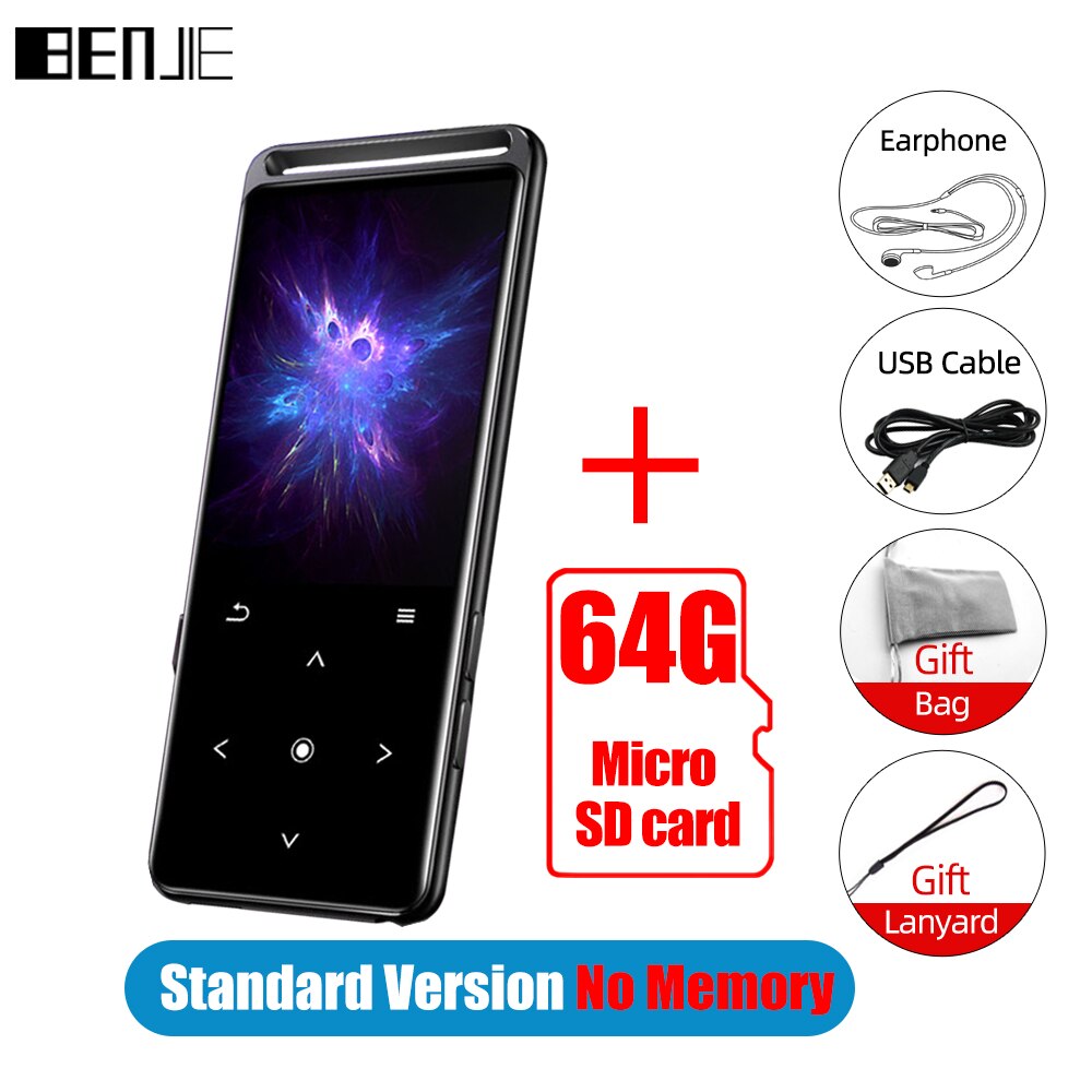 BENJIE – Mini lecteur MP3 avec Bluetooth M6, lecteur Audio et musique sans perte, prend en charge la Radio FM, enregistreur vidéo et vocal E-Book: M6 Add 64G Card