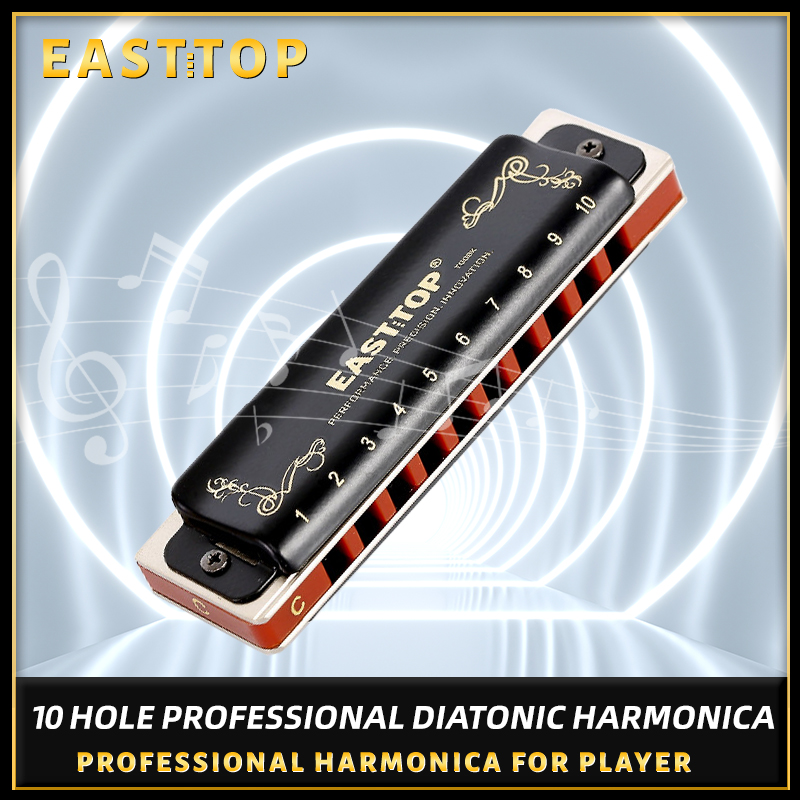 East top novo gaita diatônica blues t008k, gaita profissional, órgão bucal, para iniciante, jogador, presentes