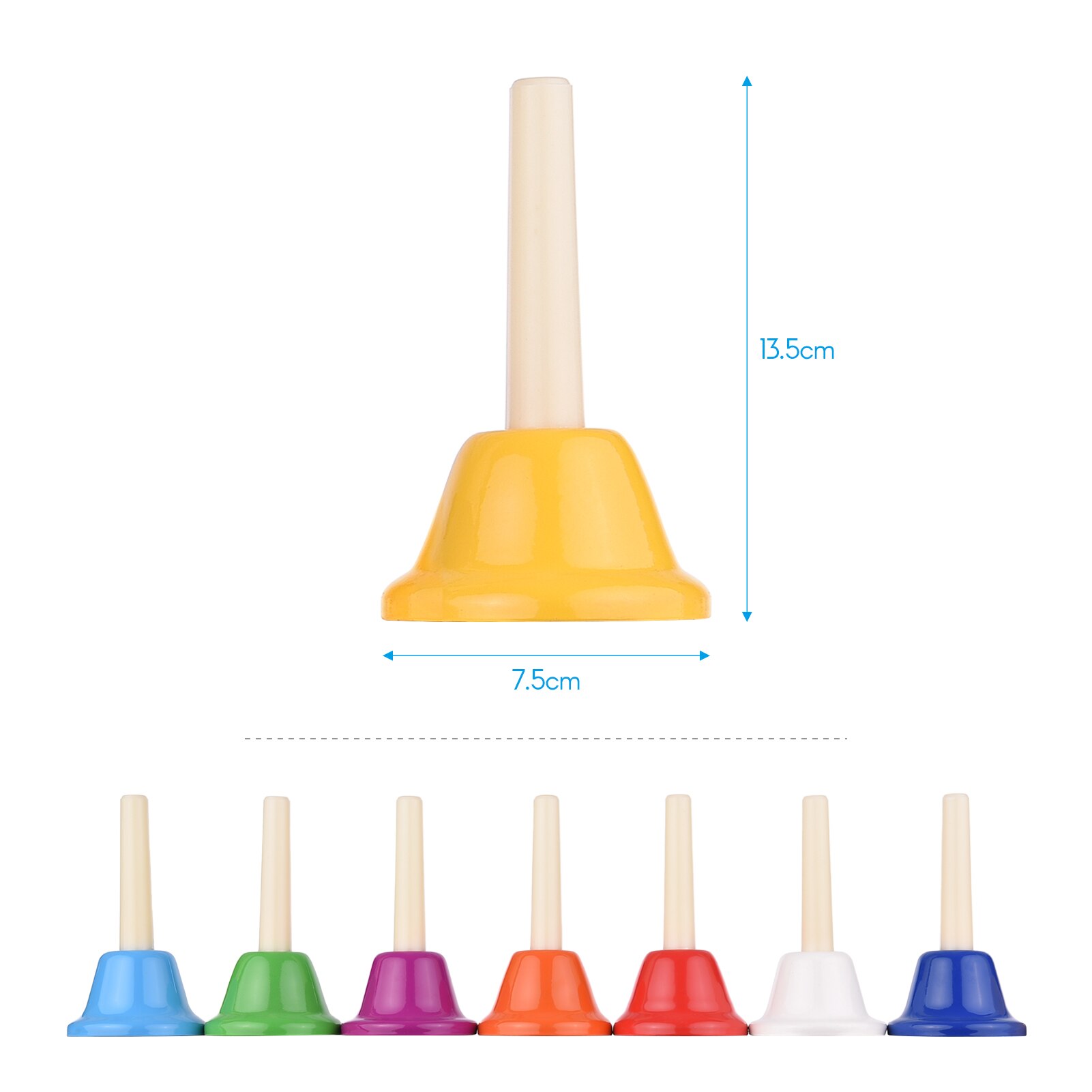 Ammoon – ensemble de cloches à main en métal diatonique coloré, 8 pièces, 8 notes, clochettes tinters, Instrument de Percussion, jouet pour enfants