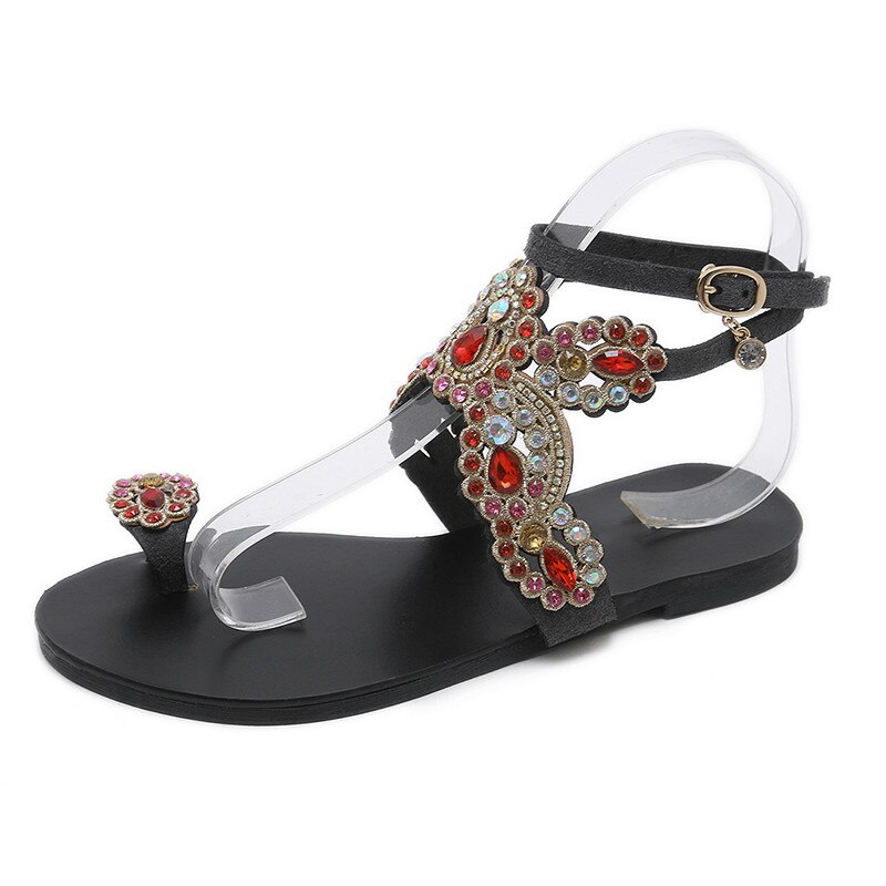 Summer Bling Bling Colorful Rhinestone Butterfly Woman Sandals Crystal Flats Flip Flops Female Single Shoes Party Beach