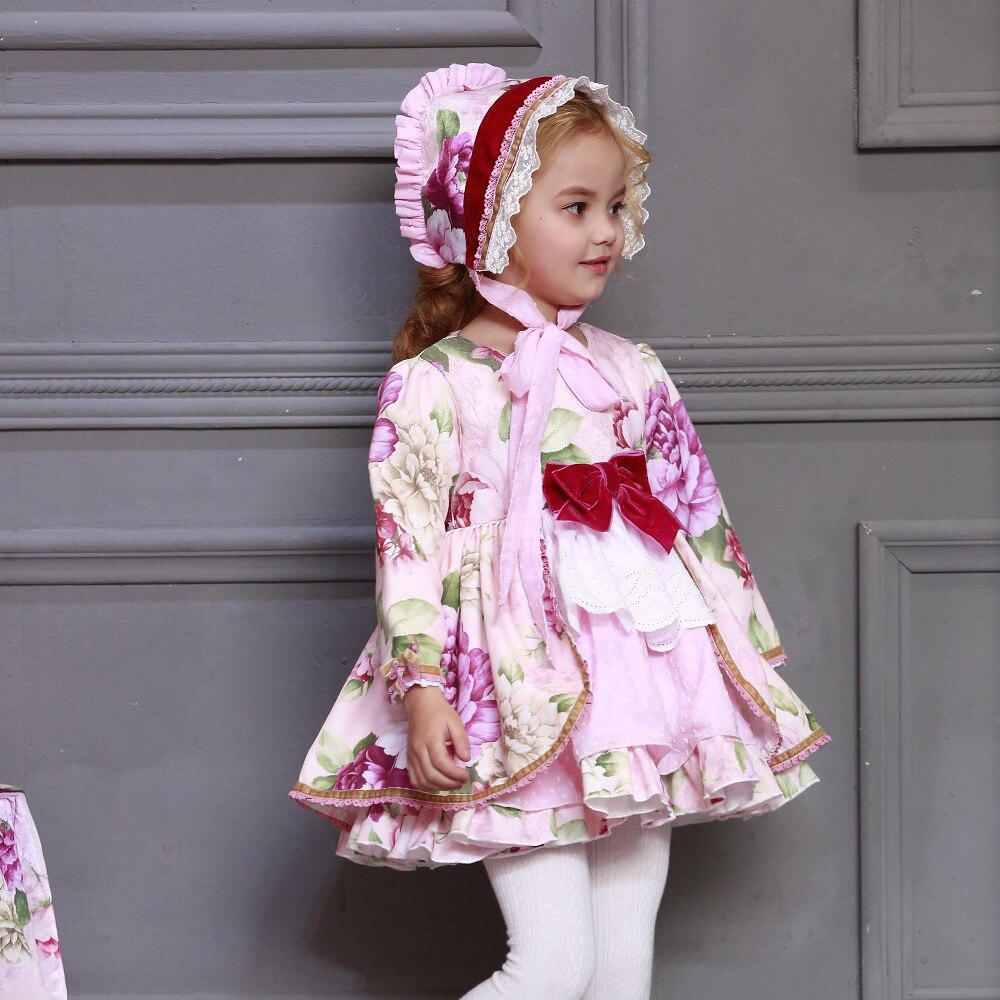 Filles doux lolita enfants fleur broderie rose lolita robe enfant kawaii robe filles robe victorienne enfants robe de princesse