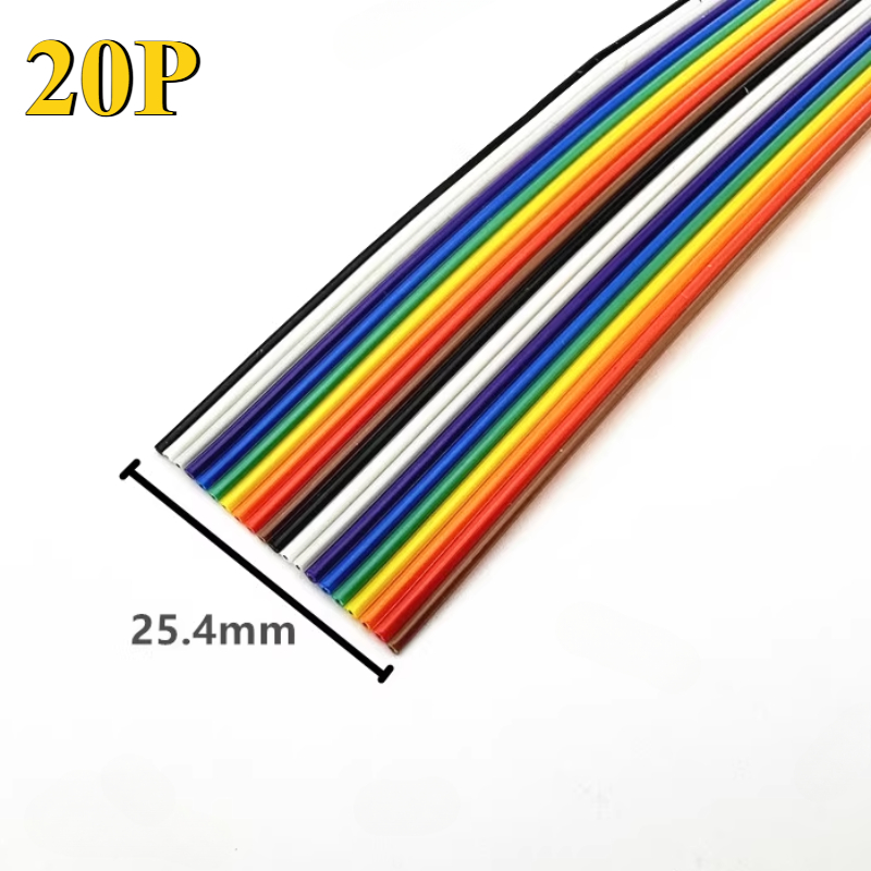 1/3/5/10/61 meter 10/14/16/20/26/34-60p /1.27mm -tons platt bandkabel med 2651 färger, regnbågsfärgad dupont-tråd för idc 2.54mm fc-kontakt
