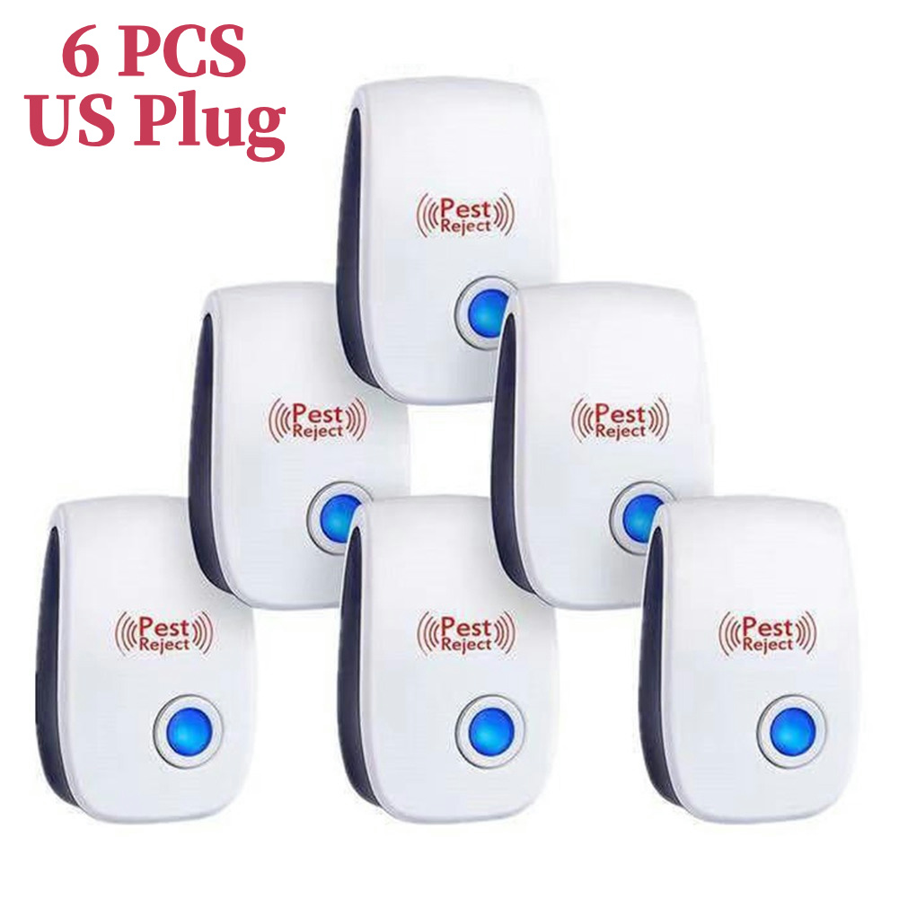 6Pcs Ultrasonic Pest Repeller Insect Bug Repeller Long Range Pest & Insect Deterrent Multi-Function for Home Office Hotel: Light Grey