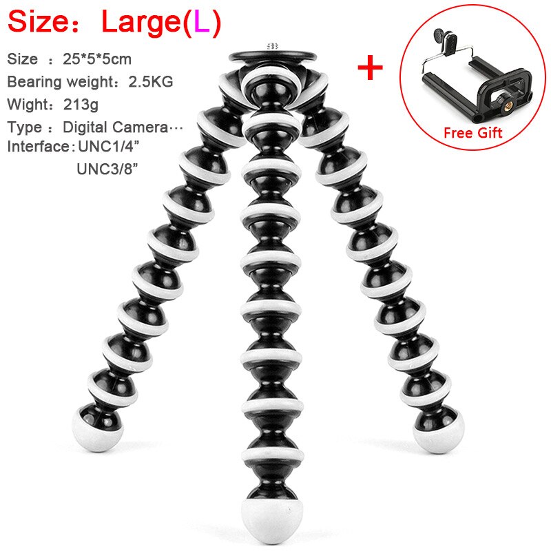 Trípode de pulpo para trípode para cámara de teléfono, soporte en vivo, ACCESORIOS FOTOGRÁFICOS grandes, medianos y pequeños, mini trípode de pulpo en general: L