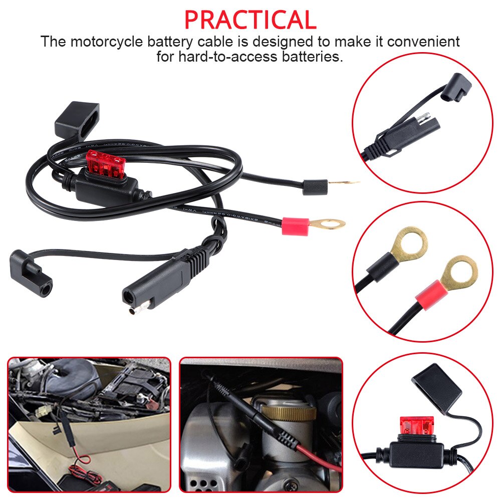 Borne de câble de chargeur de batterie de moto 12V à SAE câble de déconnexion rapide connecteur de bague de sortie de batterie de moto