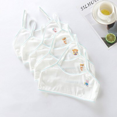 Meisjes bh ondergoed lingerie kinderen tieners tieners jonge adolescenten 6-12 jaar student katoen dubbel dek effen kleur 1 stuk sport: Hemelsblauw