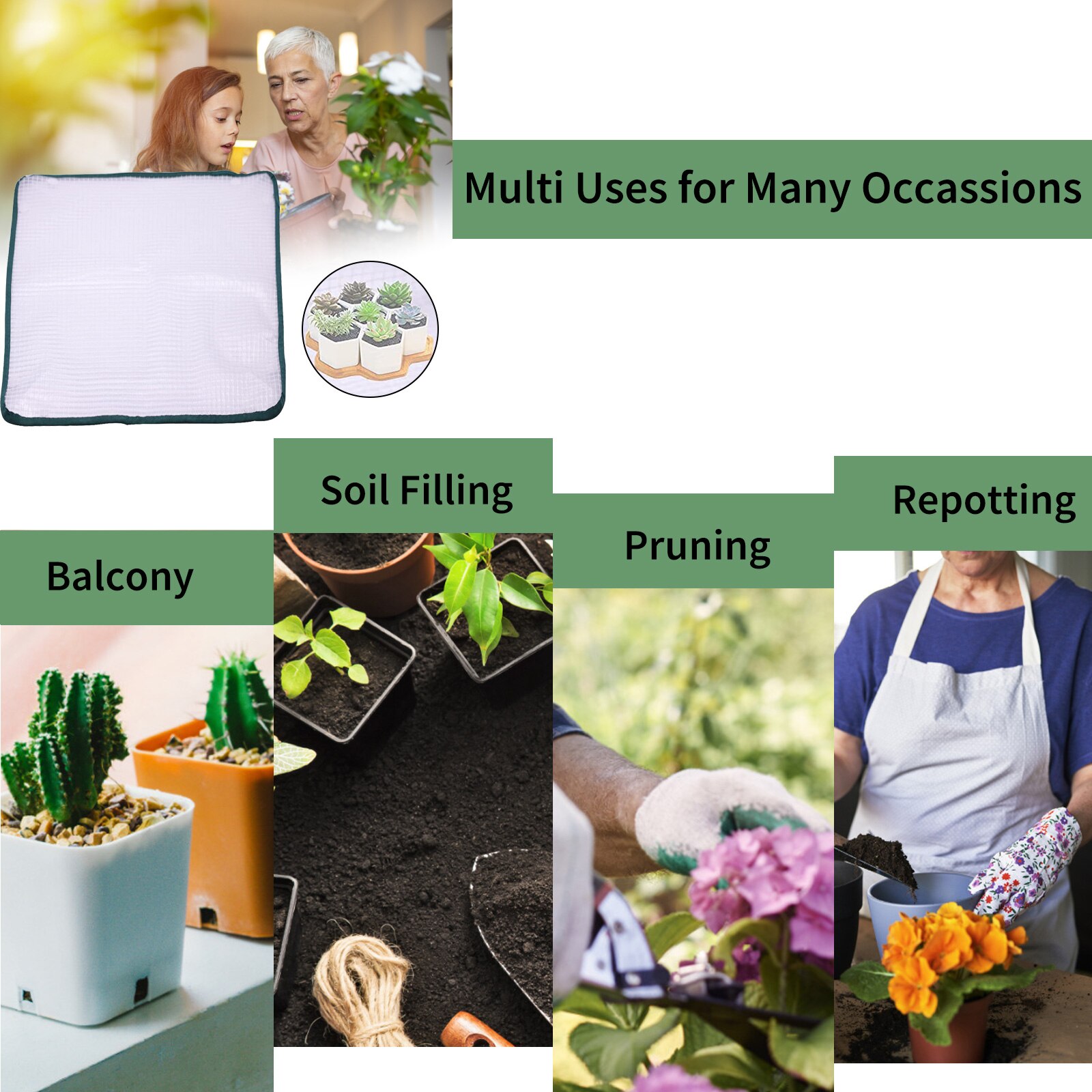 Mini tela de malla transparente impermeable, para escritorio, jardinería, suculenta, alfombrilla impermeable para flores, almohadilla para macetas