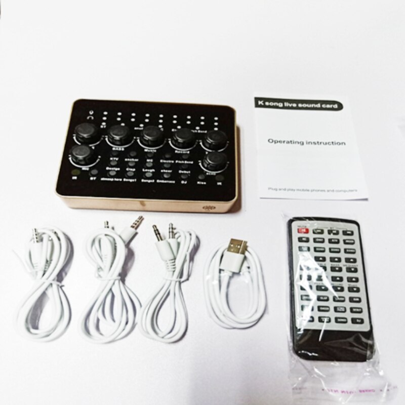 External Sound Card for Headset Mic Mobile Phone Computer USB Port Recording Mixer for Live Broadcast K Song