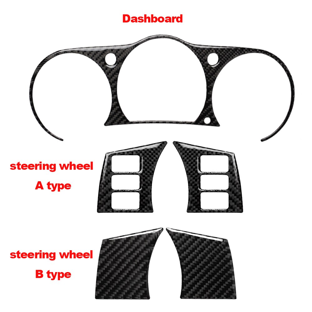 Real Carbon Fiber Dashboard Interieur Molding Trim Stuurwiel Sticker Innerlijke Decoratieve Trims Voor Nissan 350Z