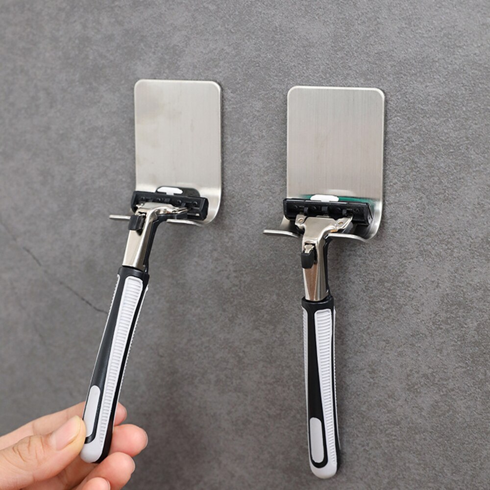 4 stk barberkniv rustfrit stål holder mænds barberbarberhylde selvklæbende opbevaringskrog badeværelse barberhylder køkkenvægsbøjle