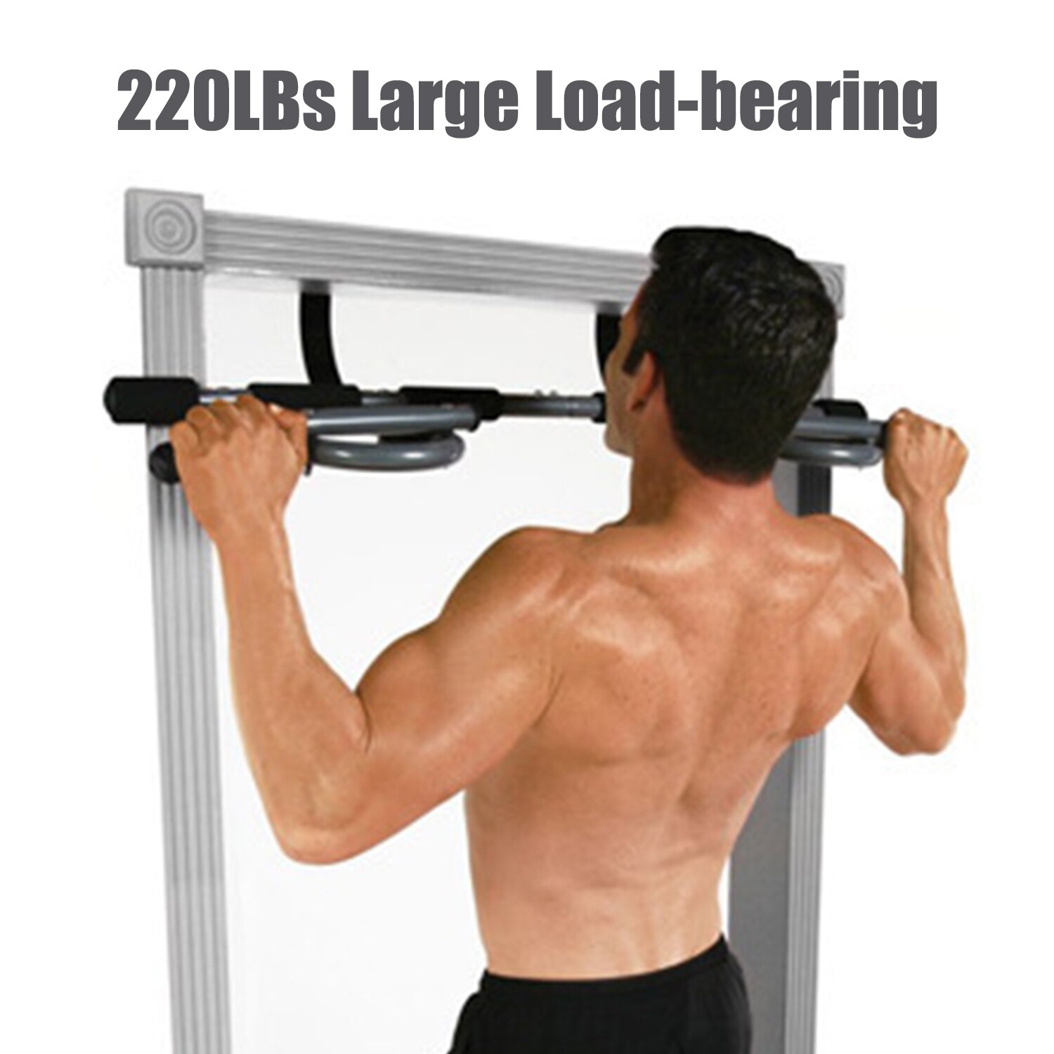 Barra de tracción para entrenamiento de fuerza, 220LB, Fitness, abdominales, ejercitar músculo, estiramiento sobre tirador de puerta, barra para cuerpo para el hogar