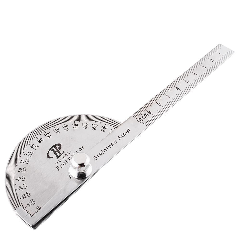 Stainless Steel Round Head Rotary Protractor Angle Rule Machinist Tool