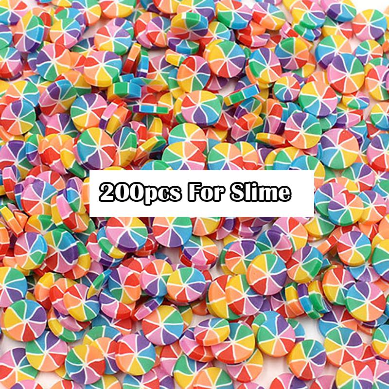 200Pcs Obst Scheiben Schleim Zusatzstoffe Weiche Fimo Scheiben für Nail art Schönheit Decor Schleim Füllstoff Supplies Charms Zubehör Spielzeug: 200Pcs Candy