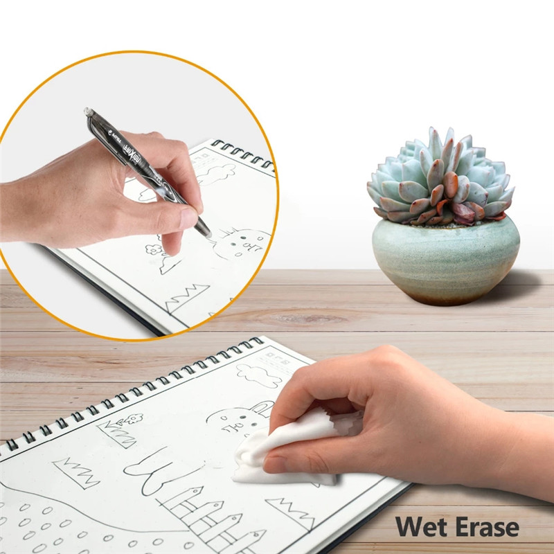 Wet Erasable Reusable Smart Writing Notebook A5/B5 Black Waterproof Erase Notepad Spiral Coil Book Save Paper Diary With Pen Set
