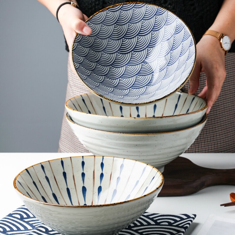 Japanse 8 Inch Creatieve Servies Commerciële Bamboe Hoed Keramische Kom, Huishoudelijke Grote Ramen, Rijst, Noedels, soepkom
