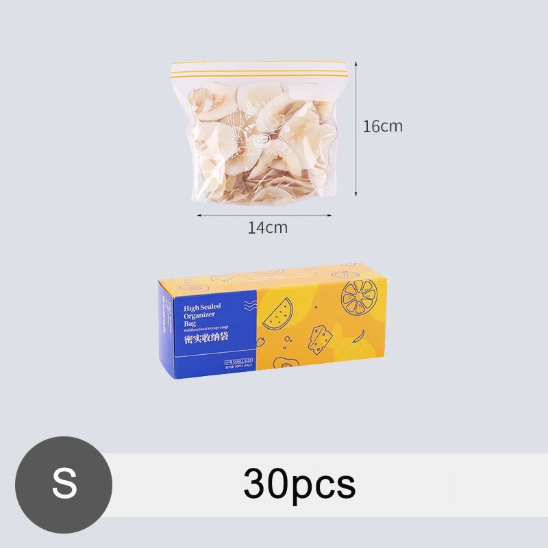 Zip Lock Plastic Bags Reusable Food Pouch Fridge Organizer Kitchen Storage Containers Freezer Bags Transparent Food Packaging: S 30pcs