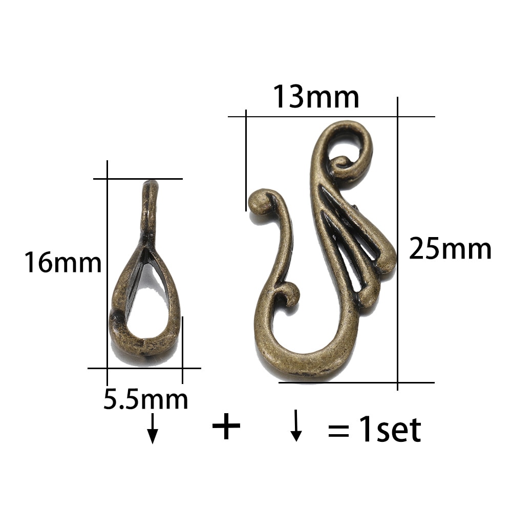 10sets/lot Antique Musical Note Toggle Clasps S Shape Hook Fit Necklace Bracelet for Jewelry Findings Accessories