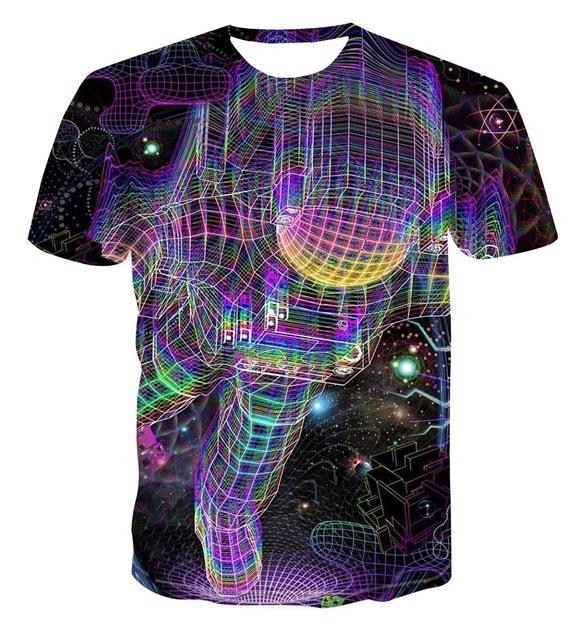 3d t-shirt psykedelisk tryk astronaut t-shirt herre sommer hip hop t-shirt herre skjorte kortærmet herre mærke t-shirt: 5xl