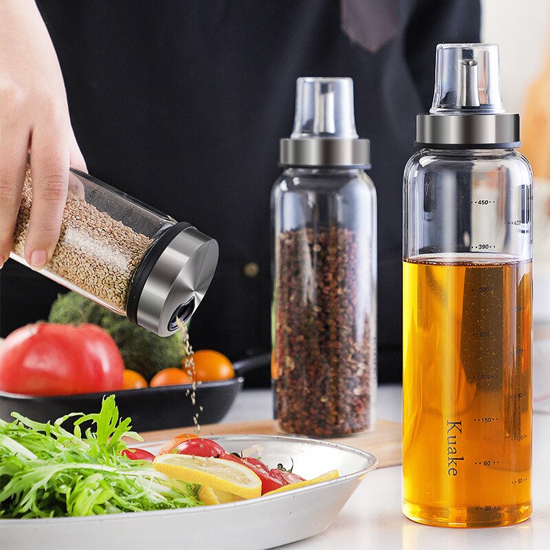 Moisture-proof salt shaker kitchen glass sealed seasoning box seasoning bottle seasoning jar household oil can jam jar