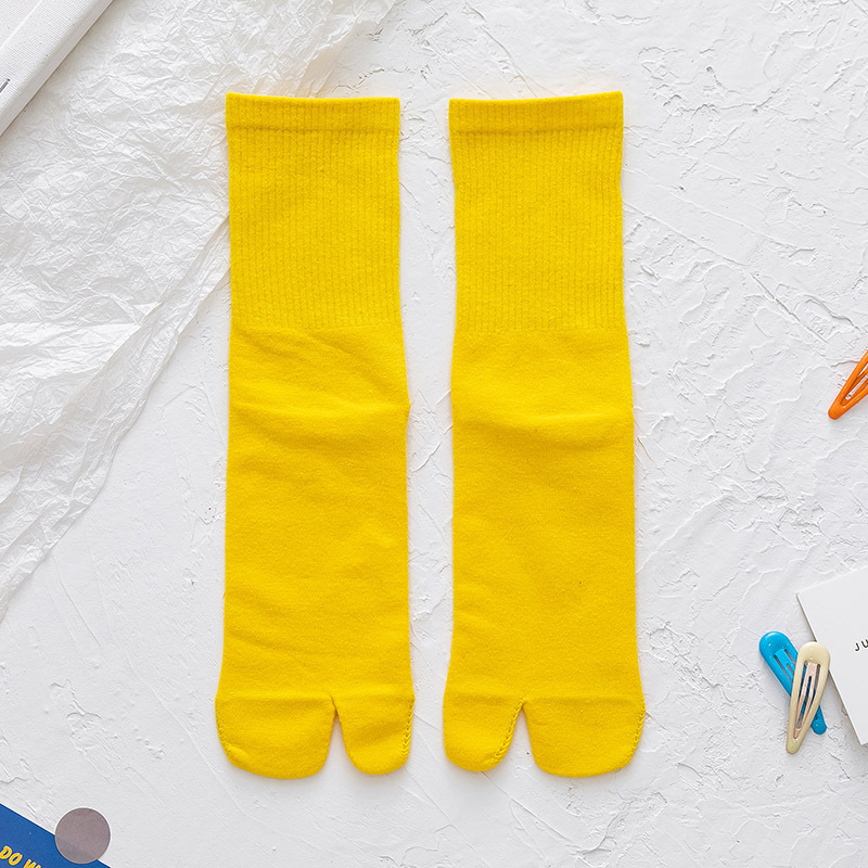 Tongs Kimono japonais, sandales à orteils fendus, chaussettes en coton pour hommes et femmes: YELLOW