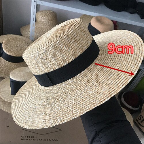 01904- axiclassic ren färg handgjord strålady strand fedorascap män kvinnor utomhus panama jazz hatt: Blockdesign 9cm