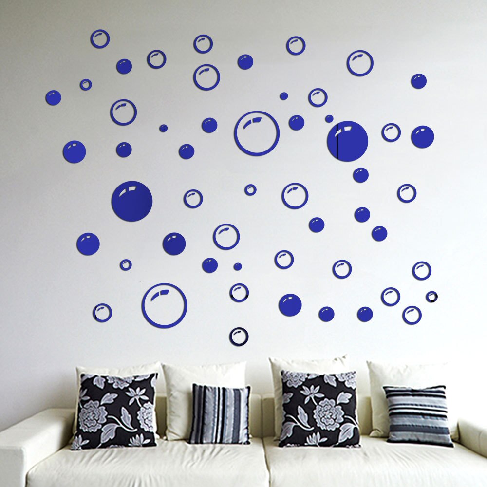 Bubble Shaped Acrylic Gold Sliver Mirror Stickers Wall Sticker Home Decoration Bedroom Living Room Decor: Blue