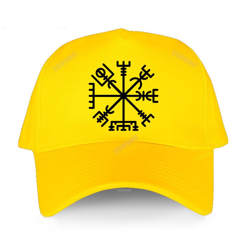 Marchio di moda Vegvisir Futhark Runes Navigator Vegvisir Viking Compass berretto da Baseball uomo donna cappelli snapback Hip-Hop regolabili: yellow