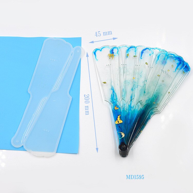 1pc- waaier siliconen mal diy handgemaakte kristallijm epoxy uv-hars mal voor het maken van sieraden: 3