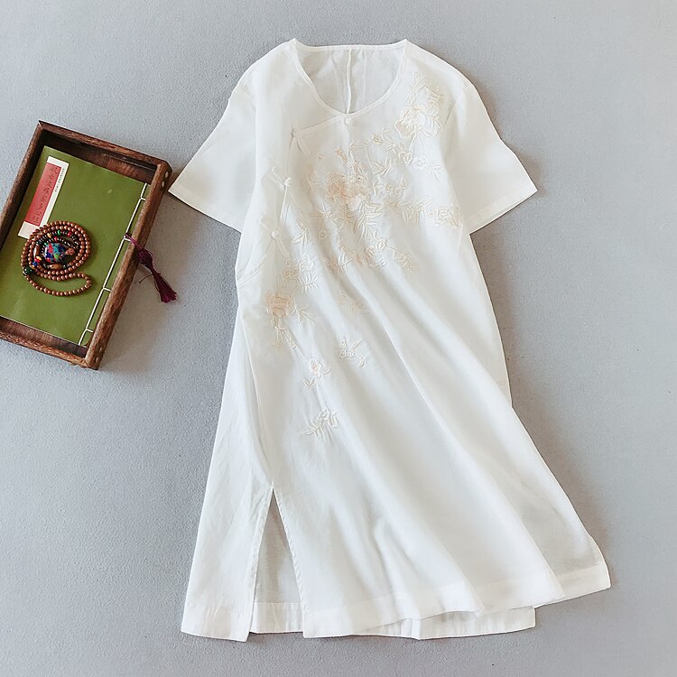 chinese dress cheongsam qipao cheongsam modern embroidery cheongsam linen dresses qipao oriental cheongsam dress: color3