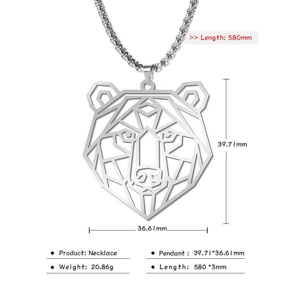 Teamer-collar con colgante de Animal de acero inoxidable para hombre, caja larga con cadena, Lobo, perro, gato, oso, León, ericio, cangrejo, camarón, joyería: leopard