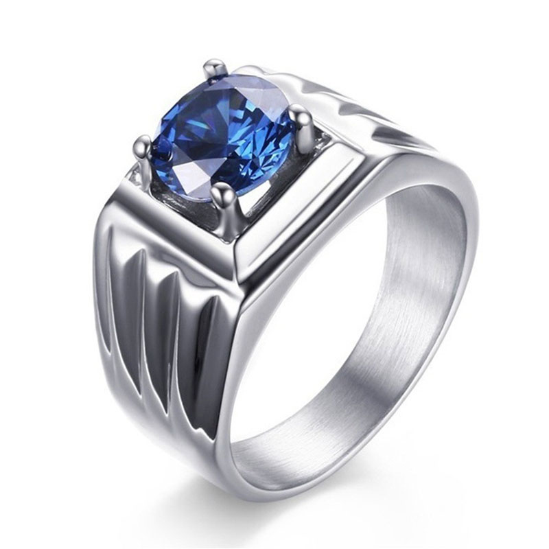 Accessoires de bleu Zircon acier inoxydable anneau hommes Glamour bijoux fiançailles bague de mariage de noël: 11