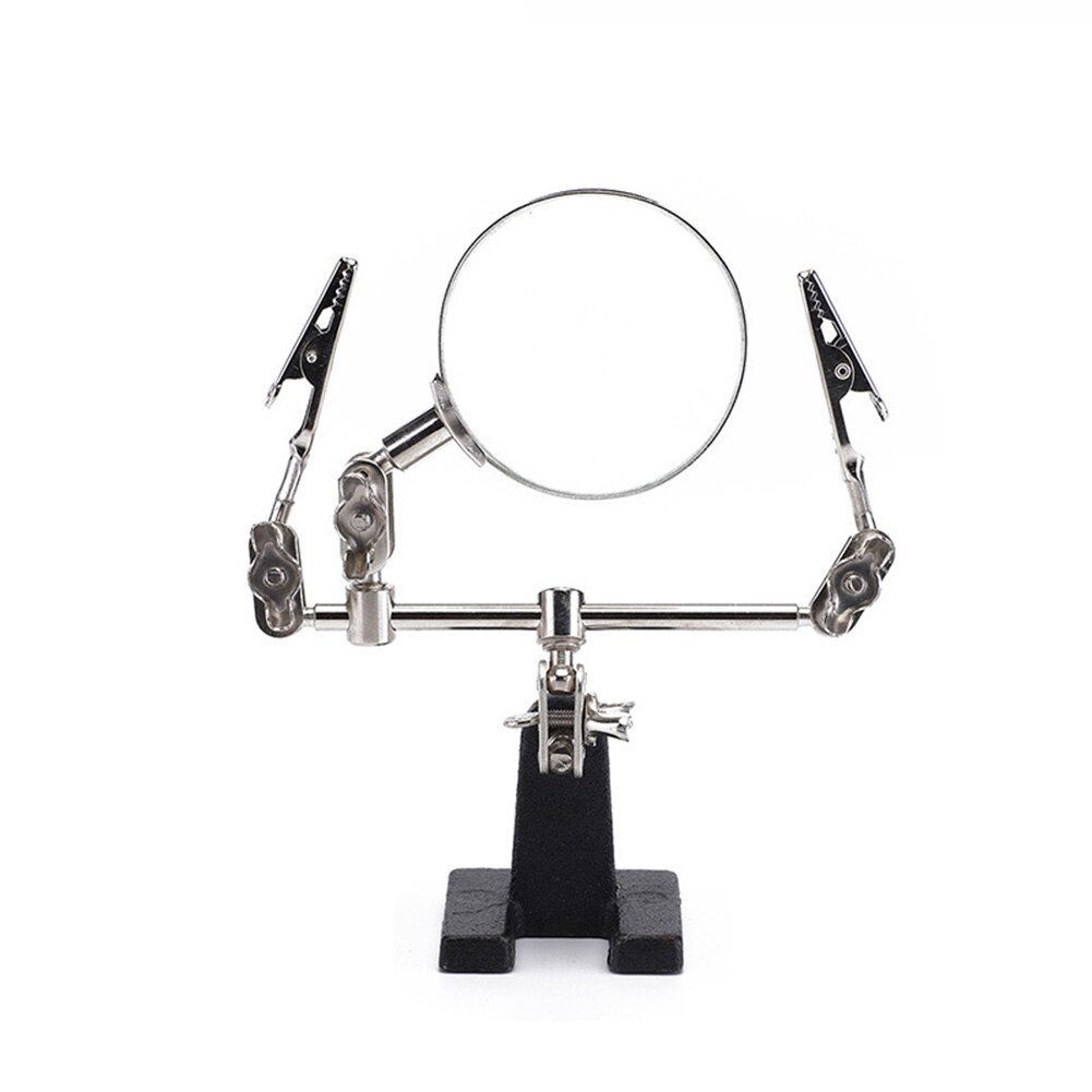 Third Hand Welding Magnifying Glass 5X Lens LED Light Auxiliary Clip Loupe Desktop Magnifier For Soldering Repair Stand Tool