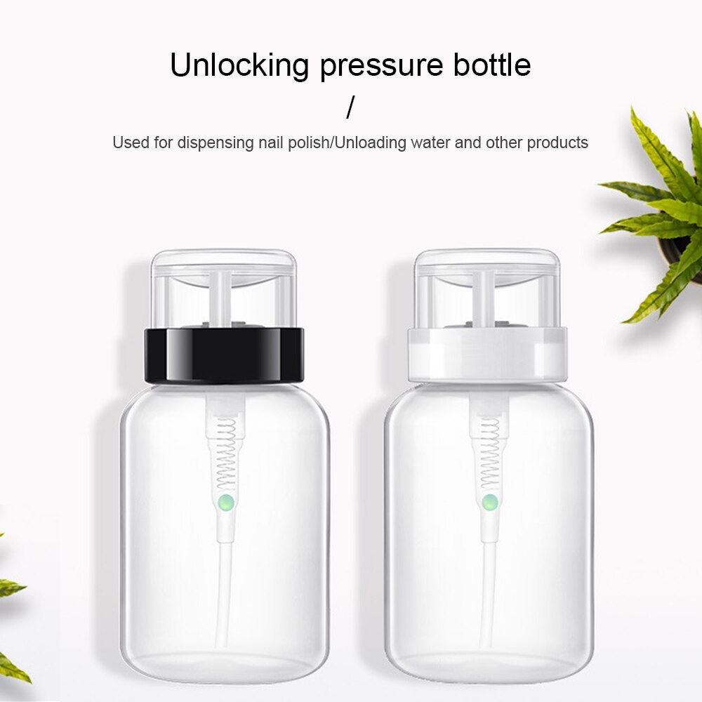 200ml Nagellak Lege Plastic Fles Alcohol Liquid Remover Pomp Water Dispenser Fles Nail UV Gel Cleaning Tool