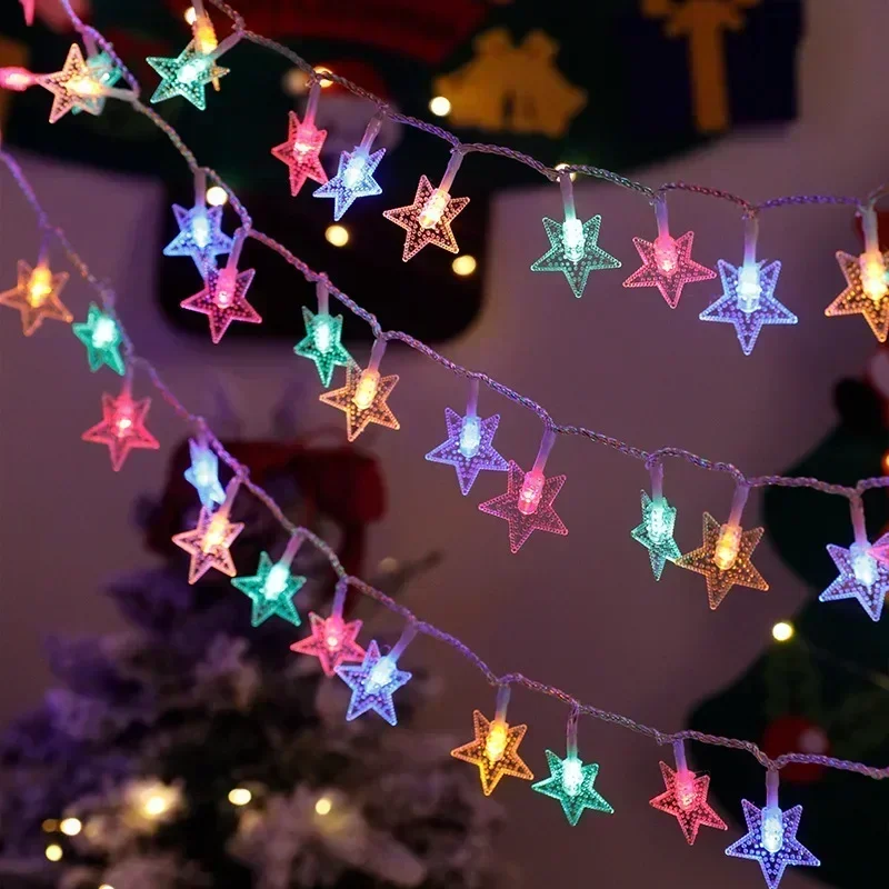 Guirnalda de luces LED con gotas de agua y batería, guirnalda impermeable para decoración exterior, luces Fariy, Navidad, boda, jardín, habitación: Rosa / 0-5 W