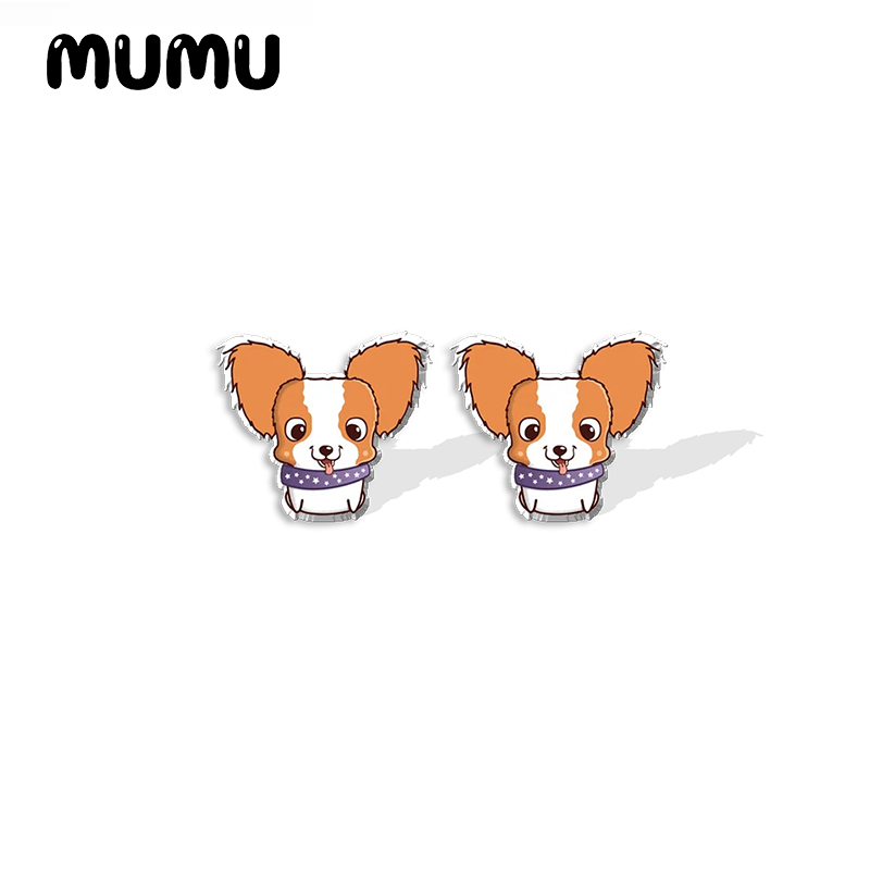2022 nuovo cartone animato bulldog francese acrilico orecchino a bottone orecchini canna adorabile resina epossidica gioielli regali amico: Oro-colore