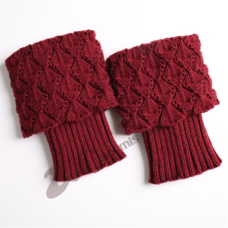1 pair Women Autumn Winter Casual Leg Warmers Knitted Boot Cover Short Solid Color Socks Foot Warming Cover: WRD
