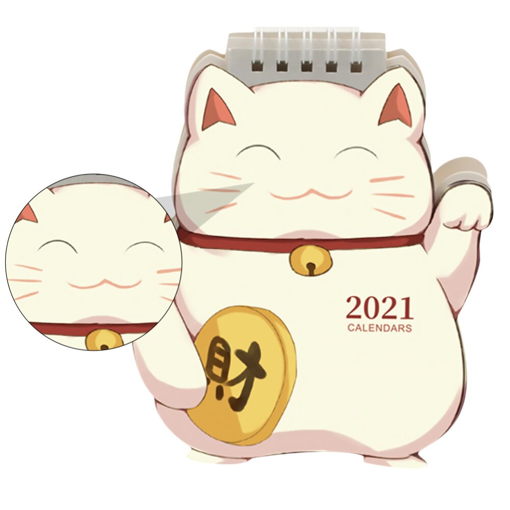 1Pc Desk Calendar Adorable Compact Fortune Cat Calendar Calendar Paper Calendar for Bedroom