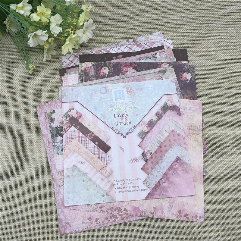 24 sheet 6"X6"Lovely the flower patterned paper Scrapbooking paper pack handmade craft paper craft Background pad