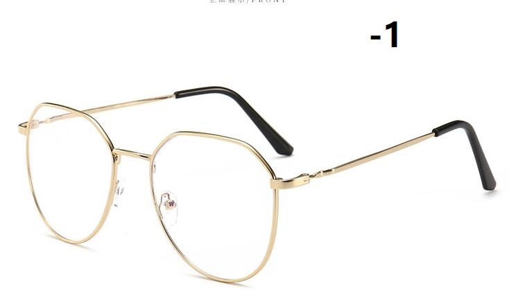 -1-1,5-2-2,5-3-3,5-4-4,5 myopie Brille Frauen Männer retro Metall Rahmen Platz Studenten Myopie Gläser Rahmen Für Neue: Gold -1