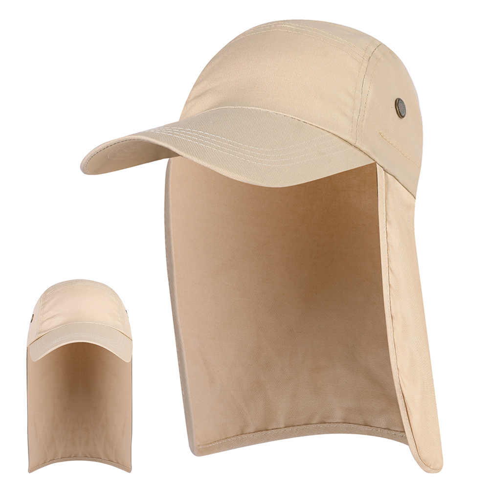 Fiskeri solhætte mænd upf 50+  solbeskyttelseshætte bred skygge hat med hals klap karpe fiskeredskab pesca bomuld: Beige