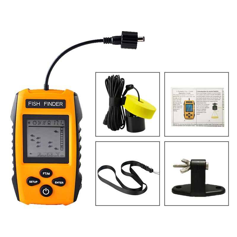 Erchang-Localizador portátil de peces TL88E, 9M, cable, ecosounder, alarma, profundidad de 0,6-100m, transductor, Sensor Sónar para pesca