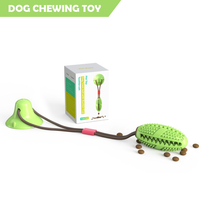 Pet Dog Toys Silicon Suction Cup Tug dog toy Dogs Push Ball Toy Pet Tooth Cleaning Dog Toothbrush for Puppy large Dog Biting Toy: C with box