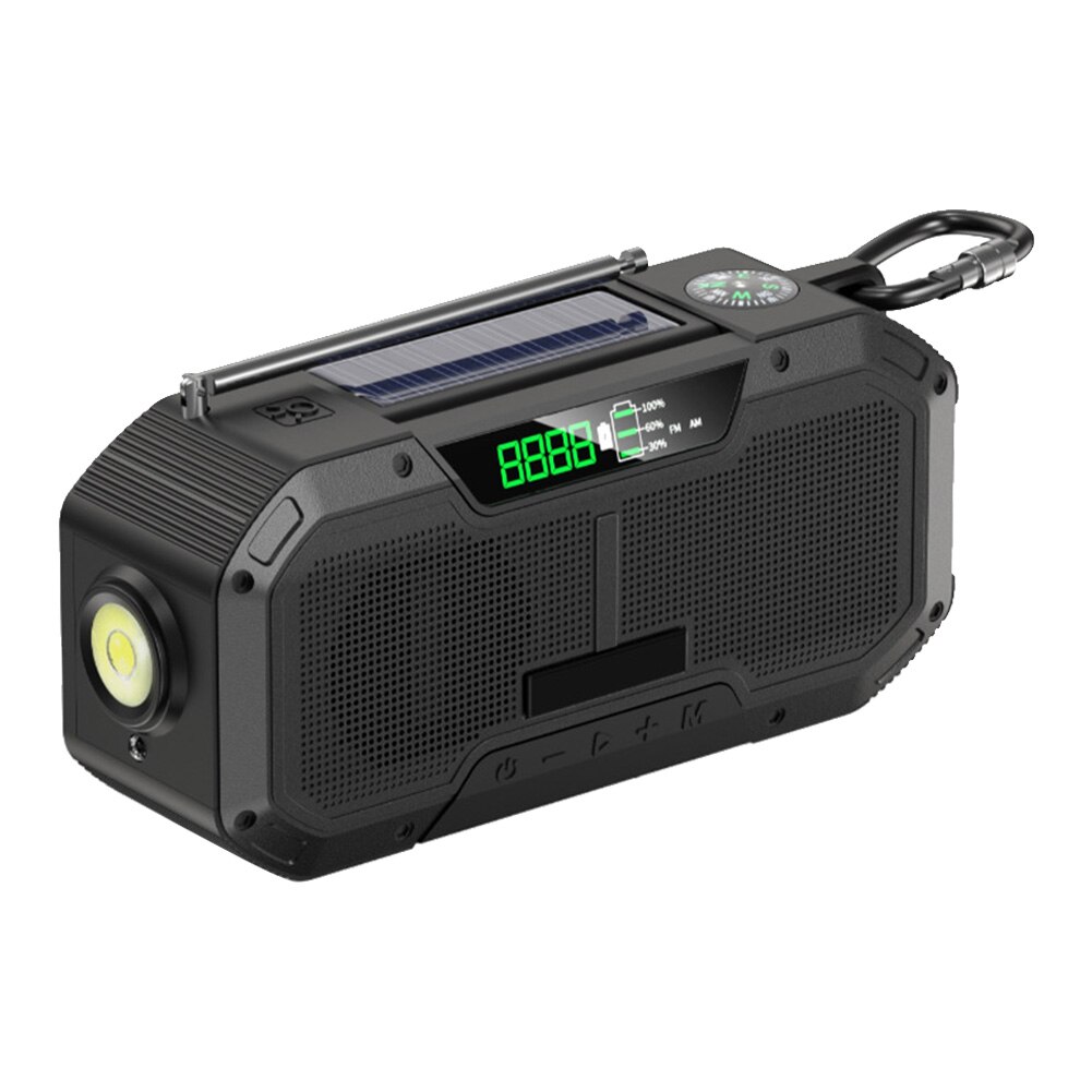 DF-580 Tragbare Bluetooth Lautsprecher Hand Kurbel Solar- Radio bin/FM Notfall Radios LED Taschenlampe 5000mAh Energie Bank für praktisch: Schwarz 2