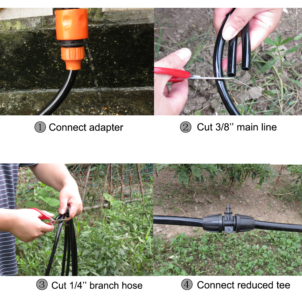 24M2 - 160M2 Area Garden Irrigation Spray Kits Lawn Courtyard Watering System 360 Degrees Rotating Sprinklers Uniform Spray
