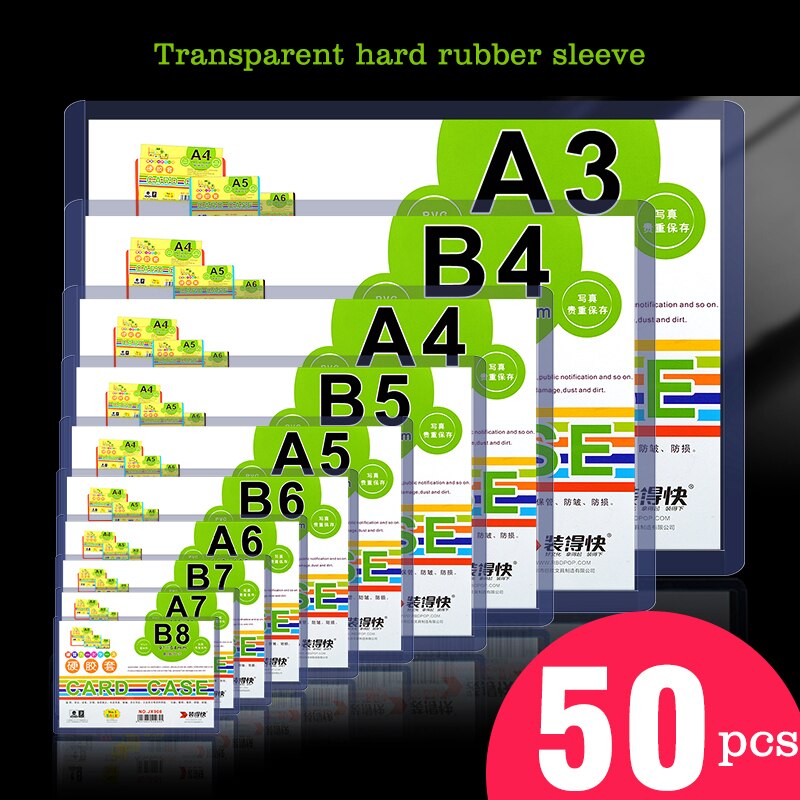 Pochette pour carte postale B8, petite pochette rigide de protection en Pvc, pochette rigide transparente pour cartes, fichiers A7, A6, A5, A4, B7, B6