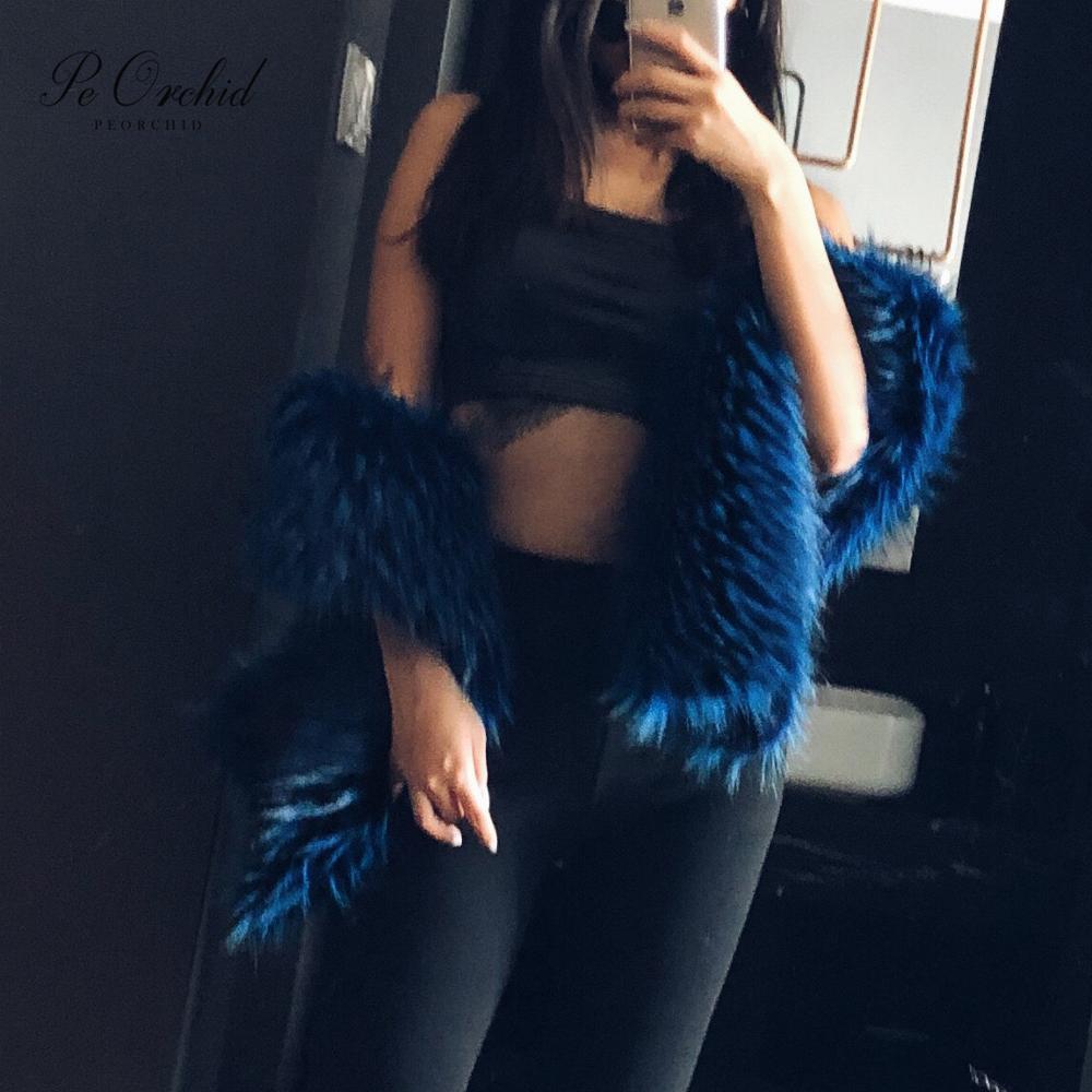 PEORCHID Blue Faux Fur Wedding Shrug Bolero Bridal Shawls And Wraps Stola Elegante Donna Red Women Party Winter Wedding Cape